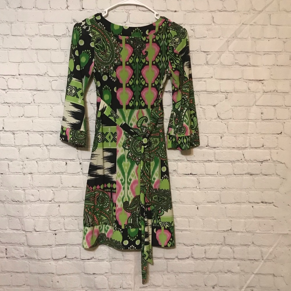 Cristinalove Green Pink Long Sleeve Dress - Picture 9 of 14